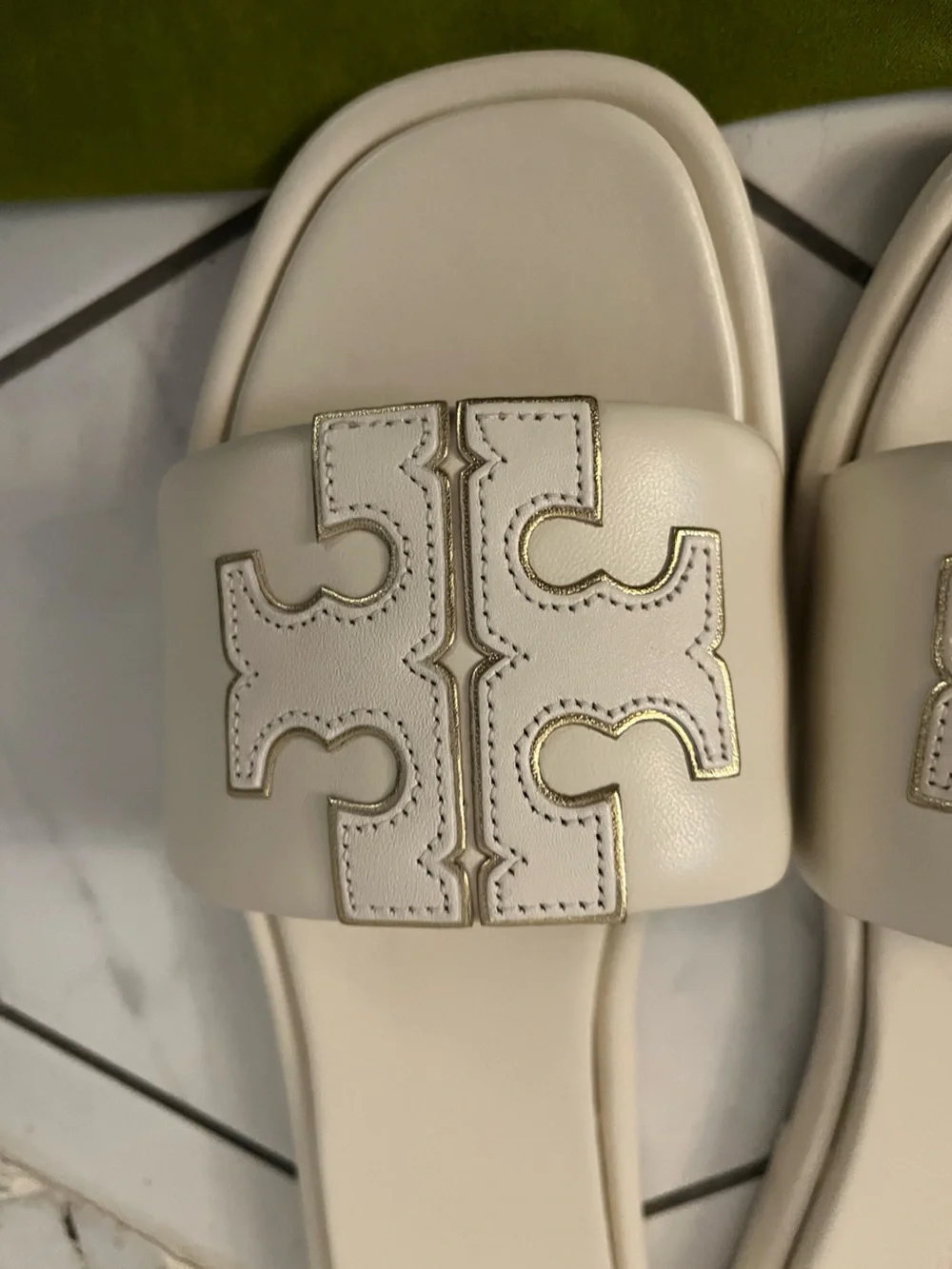 Tory Burch Ivory Logo Slide Sandals - Picture 6 of 9